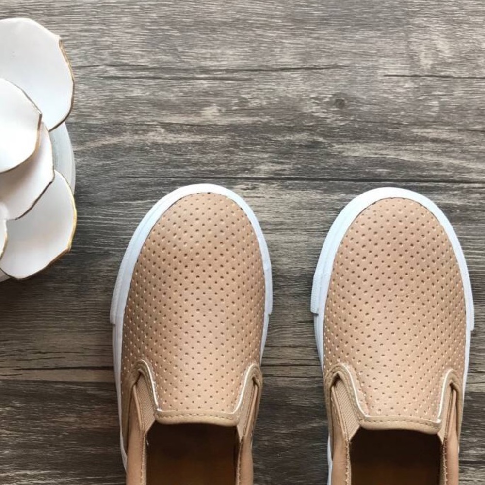 Tan Slip On Perforated Comfy Sneakers - Picture 8 of 8